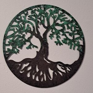 14 Inch Green and Black Tree of Life Wall Decor